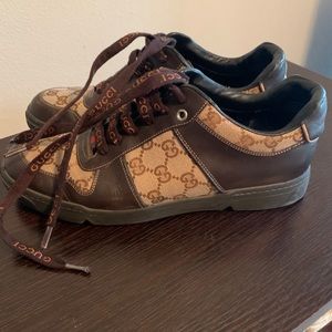 Gucci Men’s Lace Up Beige & Brown Logo Sneakers